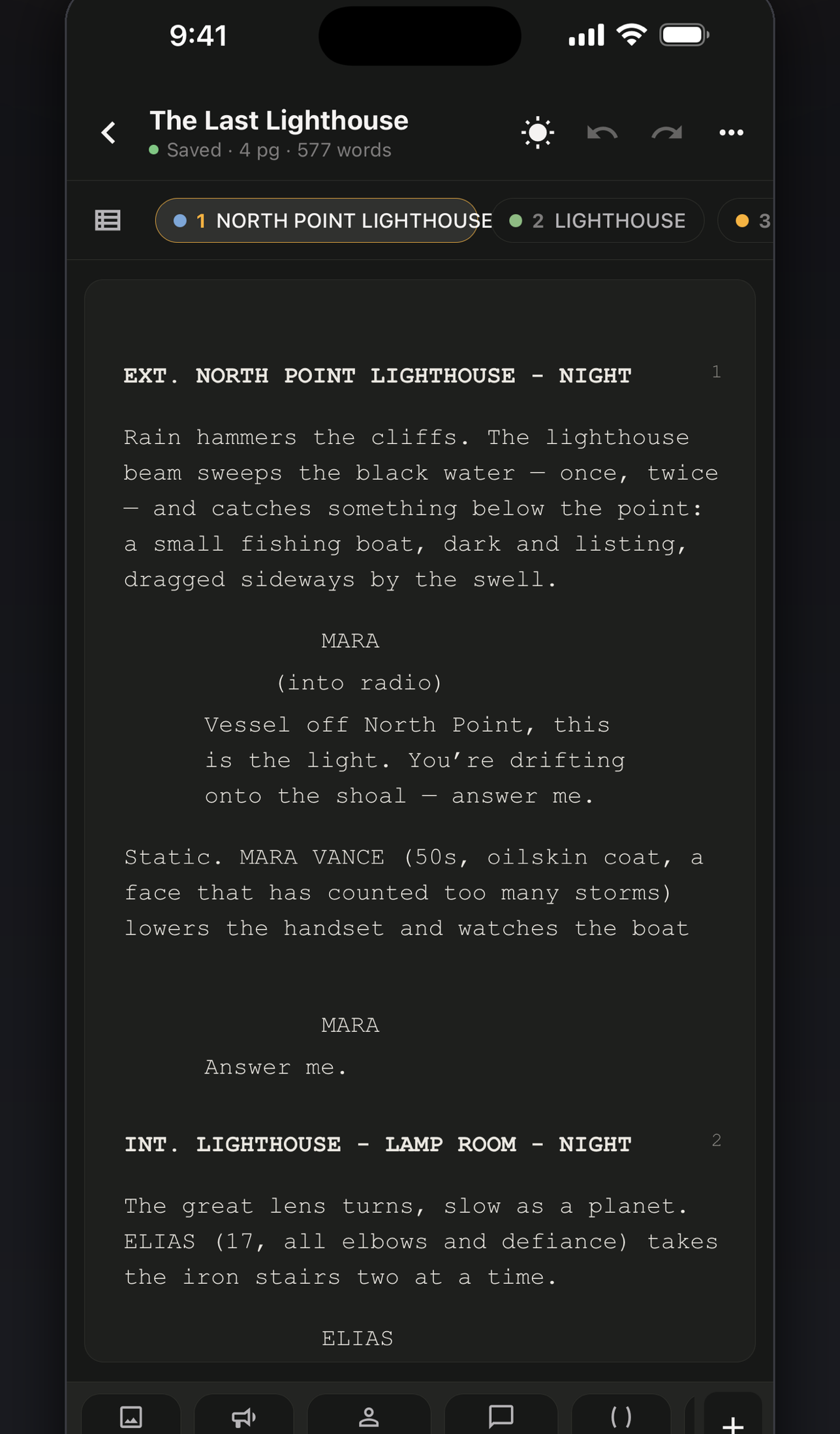 Zen Writer screenplay editor